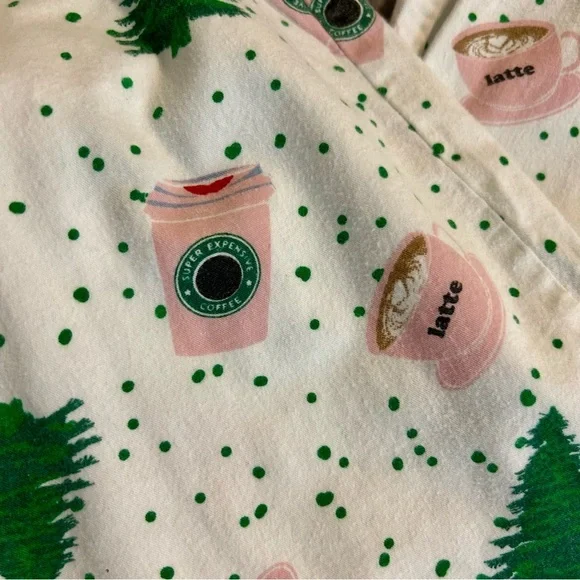 Festive Women’s Cotton Tree and Coffee Print Pajama Bottoms. Sz L/XL - Picture 3 of 4